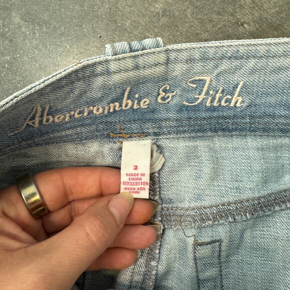 Vintage Y2K Abercrombie & Fitch Mini Sequin Mcbling Denim Frayed Skirt SZ 2 - Picture 3 of 6